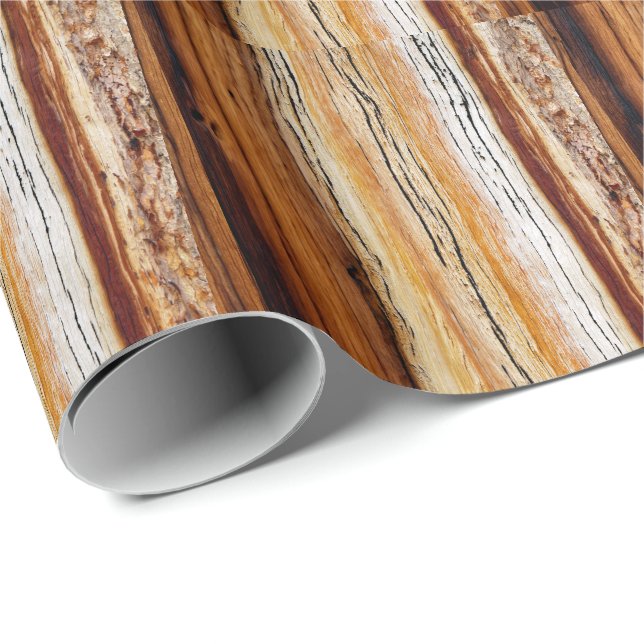Wood Grain Mönster Presentpapper (Rullad Hörn)