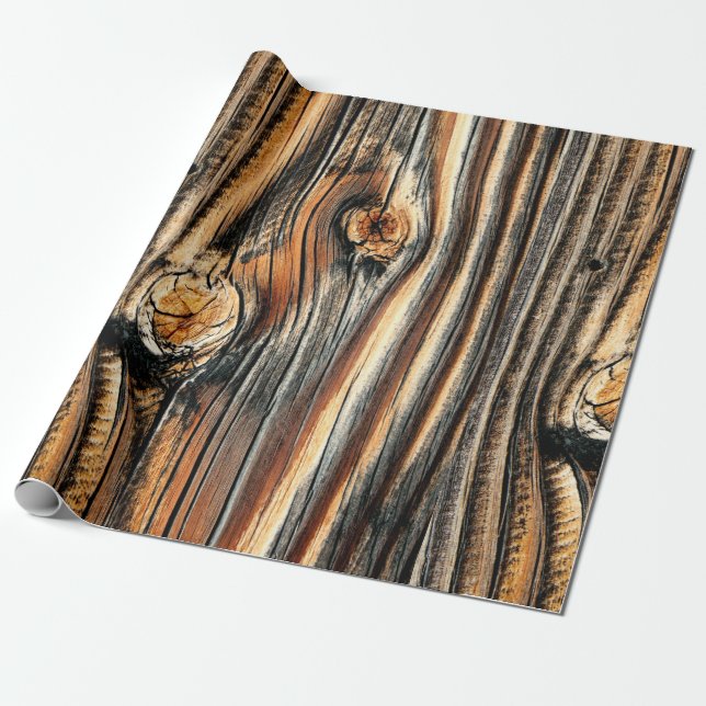 Wood Grain Mönster Presentpapper (Utrullad)