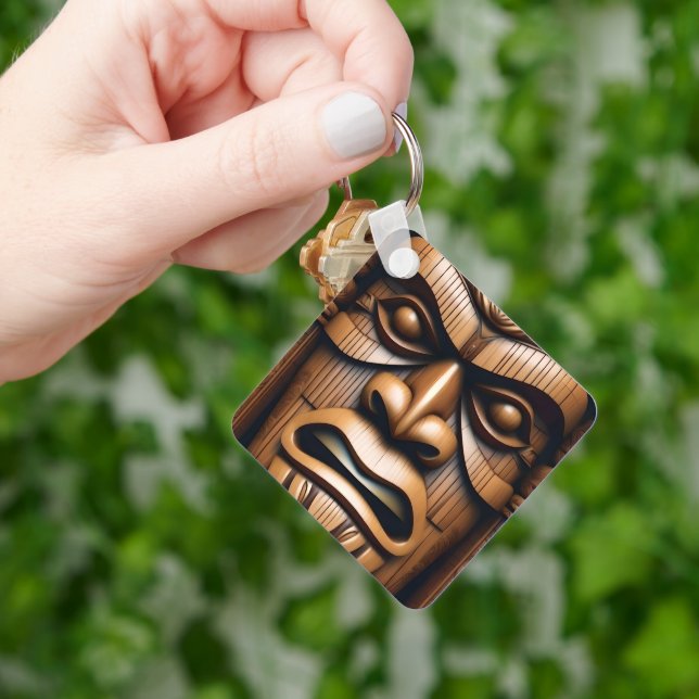 Wood Grain New Zealand Tiki Nyckelring (Hand)