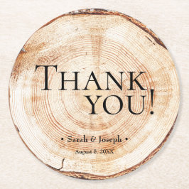 Wood Grain Rustic Tack Bröllop Underlägg Papper Rund