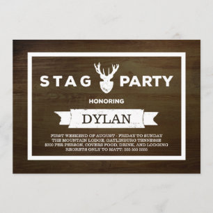 Wood Grain Stag Party Inbjudningar