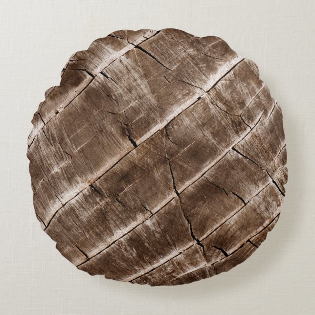 Wood Grain Struktur Rund Kudde (Framsidan)