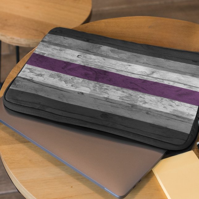Wood Grain Subtle Asexuellt Pride Flagga Färg Laptop Fodral (Skapare uppladdad)