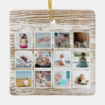 Wood Hjort Baby första året Photo Collage Julgransprydnad Keramik<br><div class="desc">Ett vackert sätt att minnas din baby första året. Fånga dina nyfödda minnen för alltid med det här struktur hjort-huvudmonogrammet kompletterat med ett foto baby-kollage. En perfekt baby med baby namn, födelsedatum och ett anpassat foto för varje månad av ditt baby första år. Anpassa fotografierna och texten och gör den...</div>