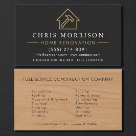 Wood Home Improvement Black Gold QR Code Visitkort