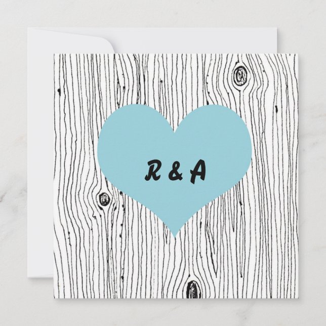 Wood inbjudningar för bröllop för kornträdblått (Framsida)