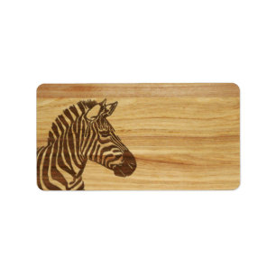 Wood Inlay Zebra Adressetikett