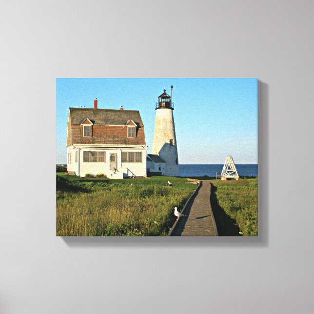 Wood Island fyr Maine Wrapped Canvas (Framsida)