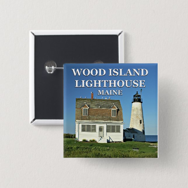 Wood Island Lighthouse, Maine Button Knapp (Framsida & baksida)
