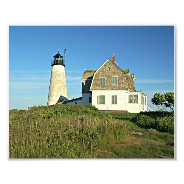 Wood Island Lighthouse Maine Photo Print Fototryck (Framsidan)