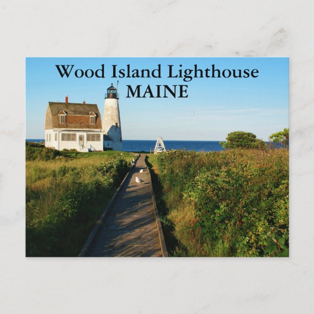 Wood Island Lighthouse, Maine Postcard Vykort (Framsida)