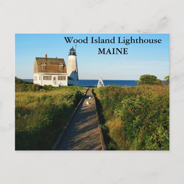Wood Island Lighthouse, Maine Postcard Vykort (Framsida)