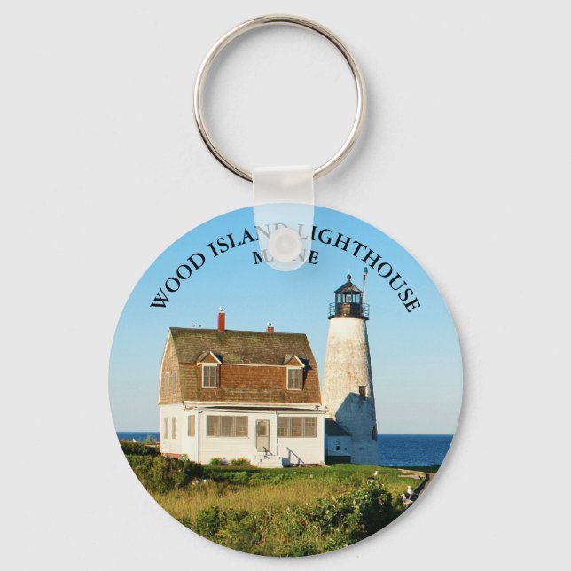 Wood Island Lighthouse, Maine Round Nyckelring (Framsida)