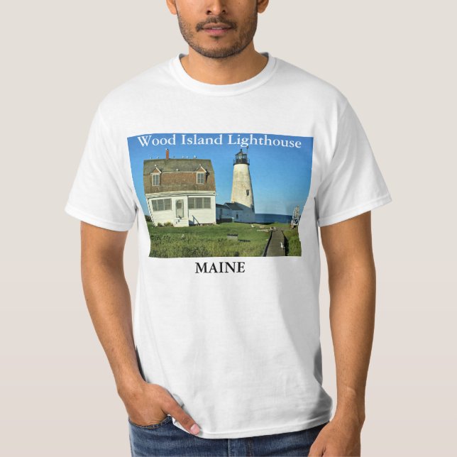 Wood Island Lighthouse, Maine T-Shirt (Framsida)