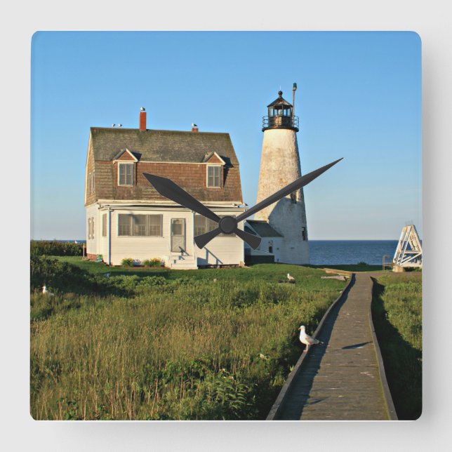 Wood Island Lighthouse, Maine Wall Clock Fyrkantig Klocka (Framsida)