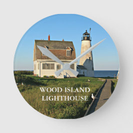 Wood Island Lighthouse Maine Wall Clock Rund Klocka