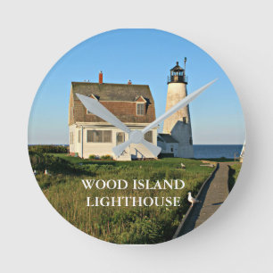 Wood Island Lighthouse Maine Wall Clock Rund Klocka