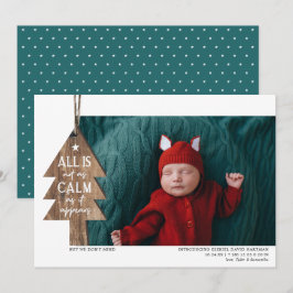 Wood jul Ornament Photo Birth Notice Julkort