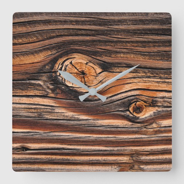 Wood kornmönster fyrkantig klocka (Framsida)