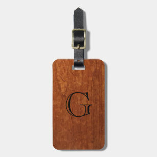 Wood lantlig Monogram för kornstruktur Bagagebricka