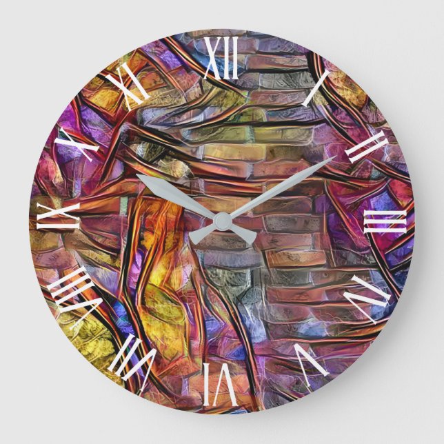 Wood Lila Wall Art Dream Stor Klocka (Framsida)