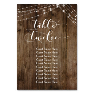 Wood & Ljus Bord Tolv med Guest Namn Card Bordsnummer