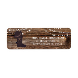 Wood Ljus Western Cowgirl Address Label Returadress Etikett
