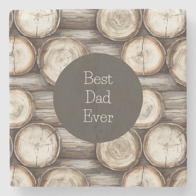 Wood Log Cabin Birthday Stenunderlägg (Framsidan)