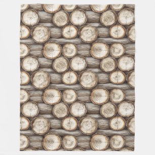 Wood Log Cabin jul Fleecefilt
