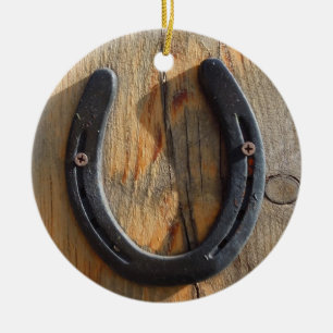 Wood Look för gullig lantlig western lycka Julgransprydnad Keramik