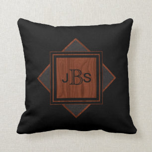 Wood Look för manligt läder för Monogram svar Kudde