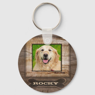 Wood look Hund Memorial med Bone Nyckelring