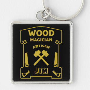 Wood Magician Fyrkantig Silverfärgad Nyckelring