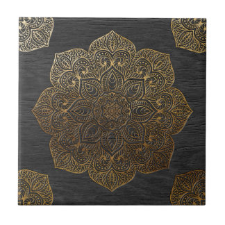Wood mandala-guld kakelplatta