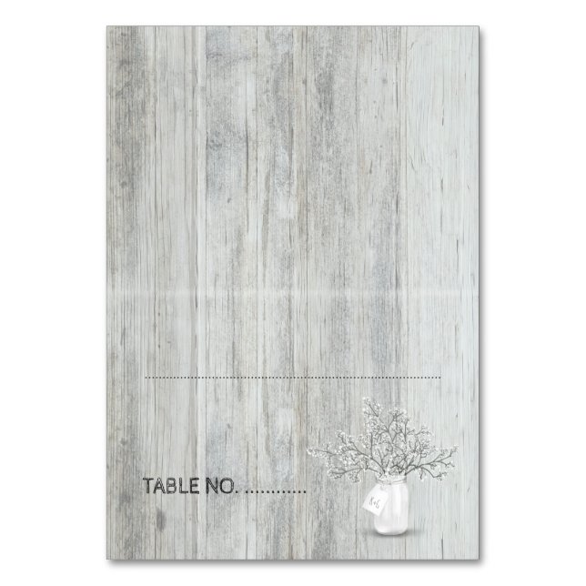 Wood Mason Burk och Baby's Band Rustic Bröllop Bordsnummer (Framsidan)
