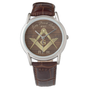 Wood Masonic Monogrammed Armbandsur