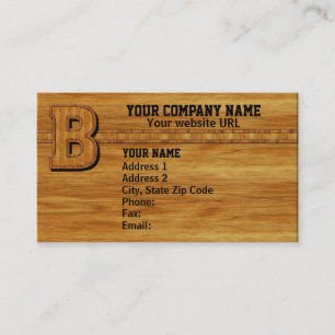 Wood Monogram B Visitkort