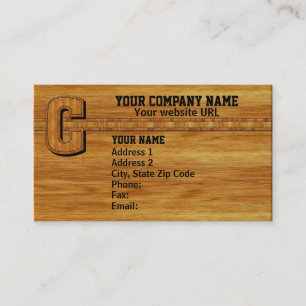 Wood Monogram C Visitkort