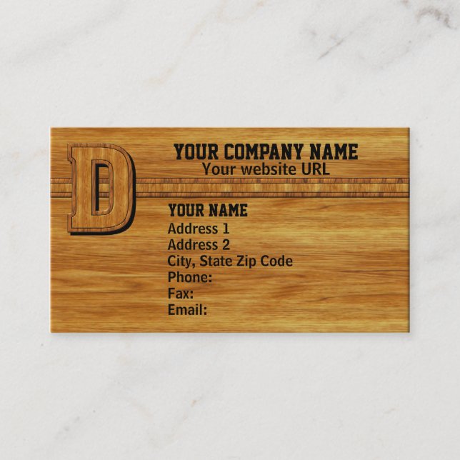 Wood Monogram D Visitkort (Framsida)