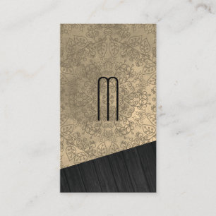 Wood Monogram med Mandala Mönster Visitkort