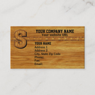Wood Monogram S Visitkort