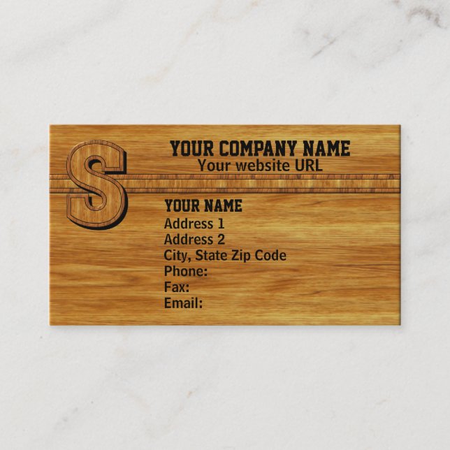 Wood Monogram S Visitkort (Framsida)