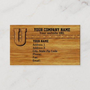 Wood Monogram U Visitkort