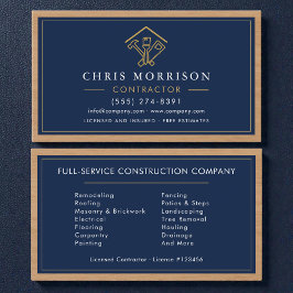 Wood Navy Blue Home Improvement Building Visitkort