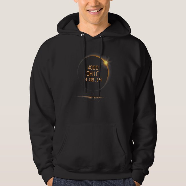 Wood Ohio OH Total Solar Eclipse April 8 2024 4 8 Hoodie (Framsida)