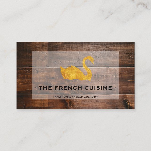 Wood Panel guld Svan Visitkort (Framsida)