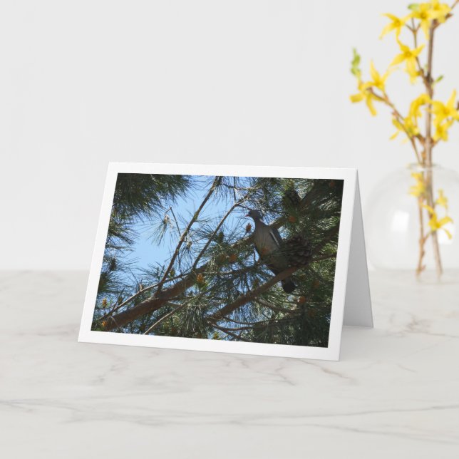 Wood Pigeon i Gräs Träd Card Kort (Gul blomma)