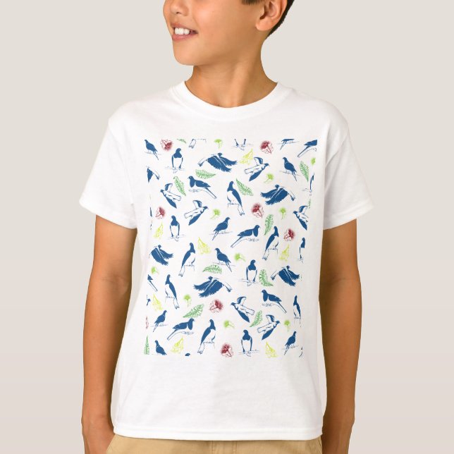 Wood Pigeon Kereru Mönster T Shirt (Framsida)