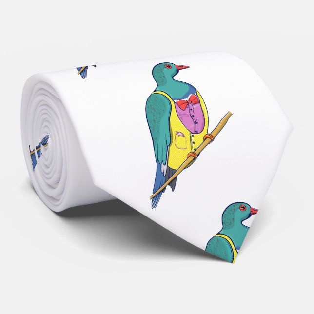 Wood Pigeon Kereru Wearing a kostym Slips (Rullad)