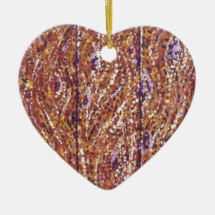 Wood Planks Pointillism Hjärtformade Ornament